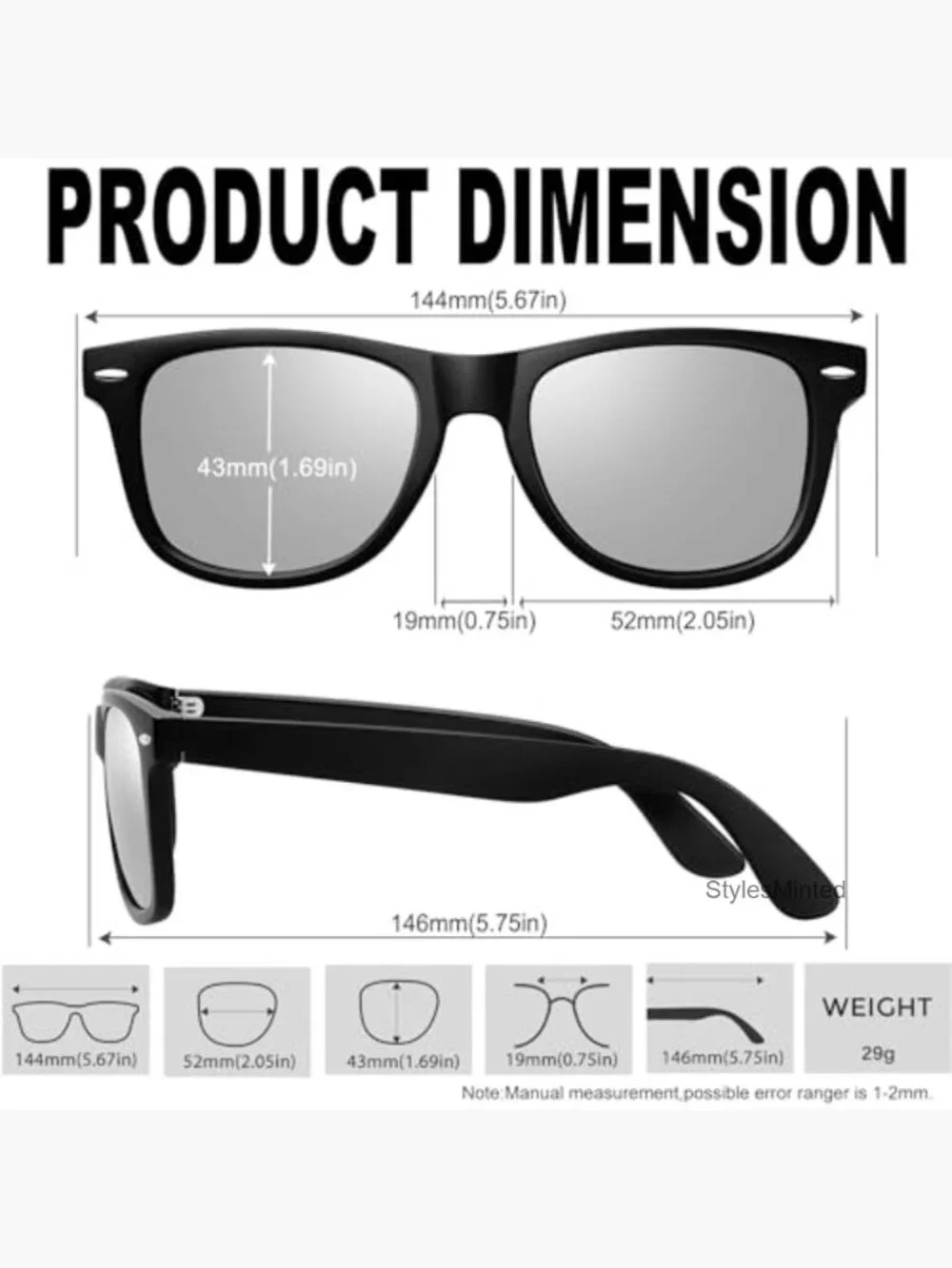Square Polarized Sunglasses UV400 Classic Retro Trendy Sun Glasses